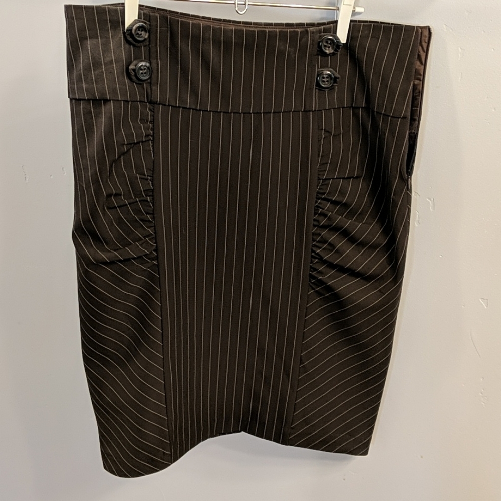 Pinstripe Pencil Skirt